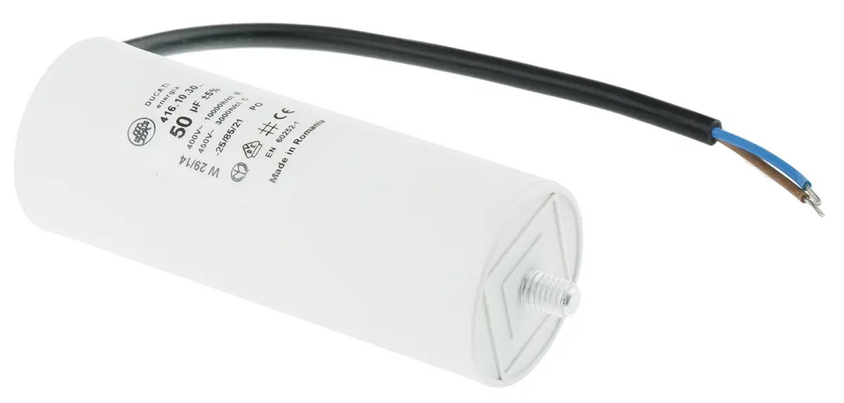 Produktfoto 1 von Ducati Energia 4.16.10 Folienkondensator 500V ac 50 μF ±5 %, Mit Gewindebolzen Raster 10 mm