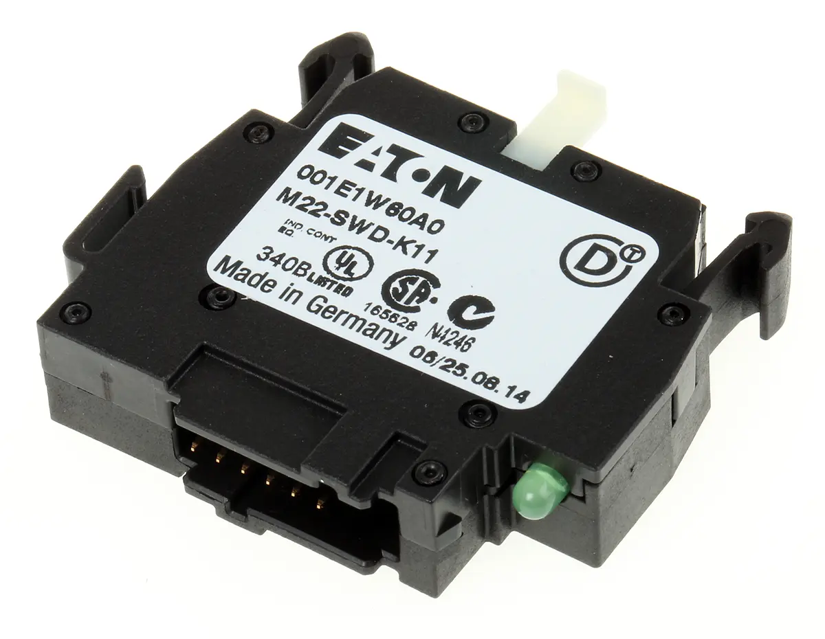 Produktfoto 1 von Eaton RMQ Titan M22 Kontaktblock LED Grün beleuchtet 1 Wechsler 230V Flachstecker