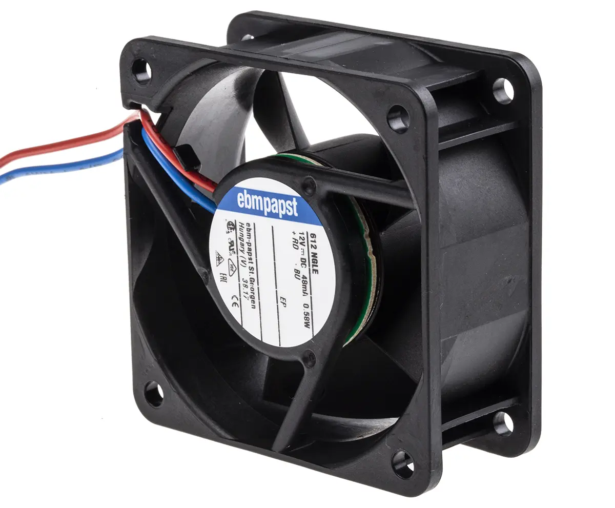Produktfoto 1 von ebm-papst 600 N DC-Axiallüfter, Gleitlager, 12 V dc / 600mW, 60 x 60 x 25mm, 2500U/min, 21m³/h