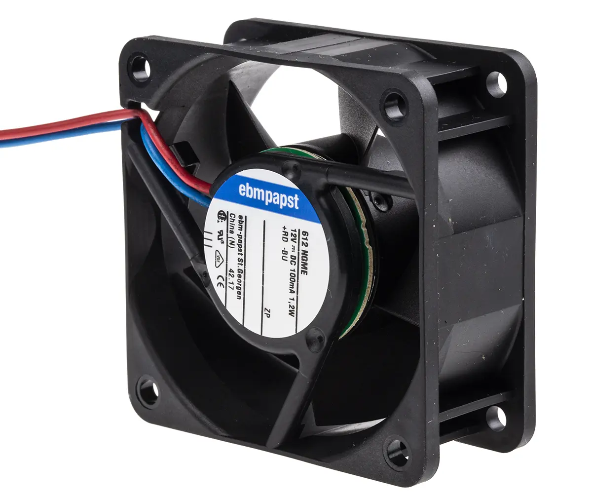 Produktfoto 1 von ebm-papst 600 N DC-Axiallüfter, Gleitlager, 12 V dc / 1.2W, 60 x 60 x 25mm, 4100U/min, 35m³/h