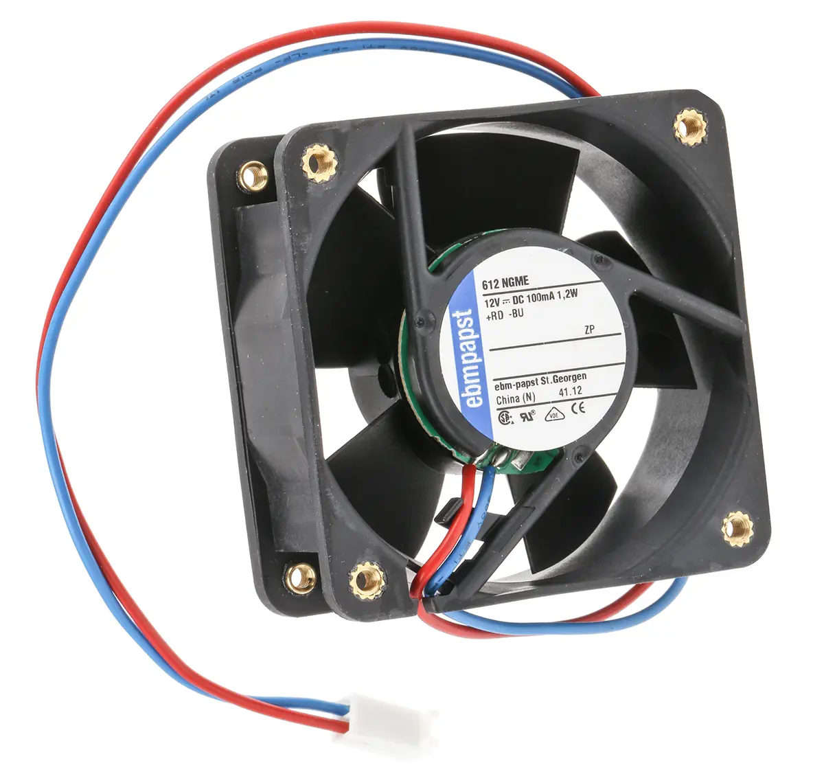 ebm-papst 600 N Axiallüfter, Hülse, 12V dc / 1.2 W 100 mA, 4100 U/min, 35 m³/h IP20 60 mm 60mm 25.4 mm