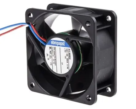 Produktfoto 1 von ebm-papst 600 N Axiallüfter, Hülse, 12V dc / 700 mW 58 mA, 3000 U/min, 25 m³/h IP68 60 mm 60mm 25 mm