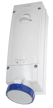Produktfoto 1 von Scame 561 CEE Steckvorrichtung Überspannungsschutz, Buchse Blau Vertikal 2+E 6 h 63A, 200V, 250 V, IP67