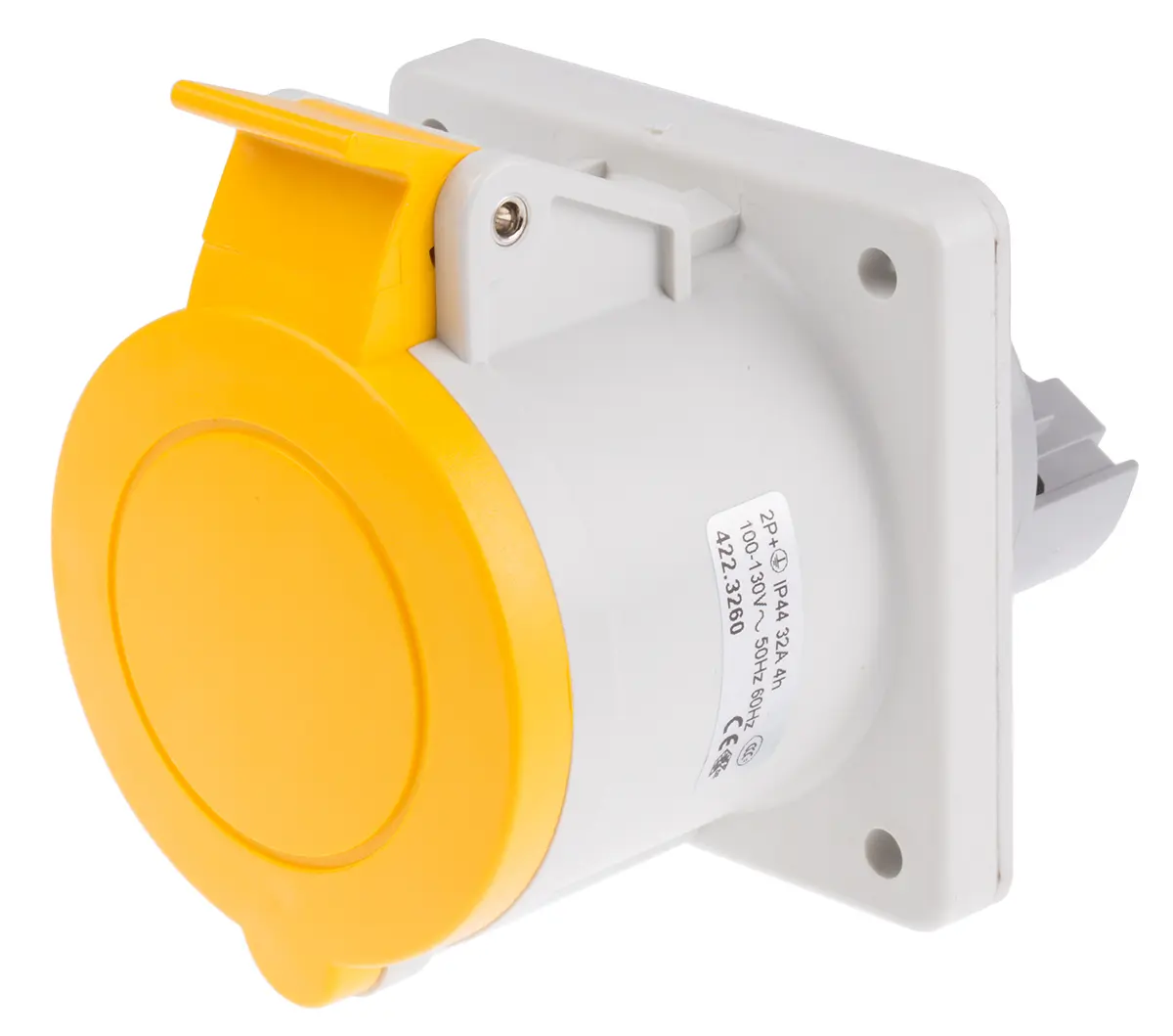 Produktfoto 1 von Scame Optima Industrie-Steckdose Gelb, 130V 2P+PE / 32A, Panel IP44