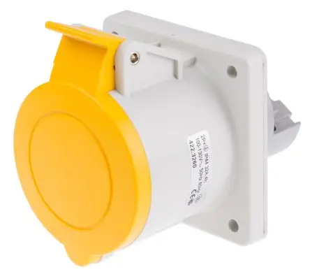 Produktfoto 1 von Scame Optima Industrie-Steckdose Gelb, 130V 2P+PE / 32A, Panel IP44