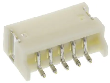 Produktfoto 1 von JST ZH Leiterplattenleiste gewinkelt, 5-polig / 1-reihig, Raster 1.5 mm Raster Oberfläche, Kabel-Platine, Ummantelt