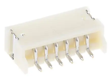 Produktfoto 1 von JST ZH Leiterplattenleiste gewinkelt, 6-polig / 1-reihig, Raster 1.5 mm Raster Oberfläche, Kabel-Platine, Ummantelt