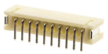 Produktfoto 1 von JST ZH Leiterplattenleiste Eingang oben, 10-polig / 1-reihig, Raster 1.5 mm Raster Oberfläche, Kabel-Platine, Ummantelt