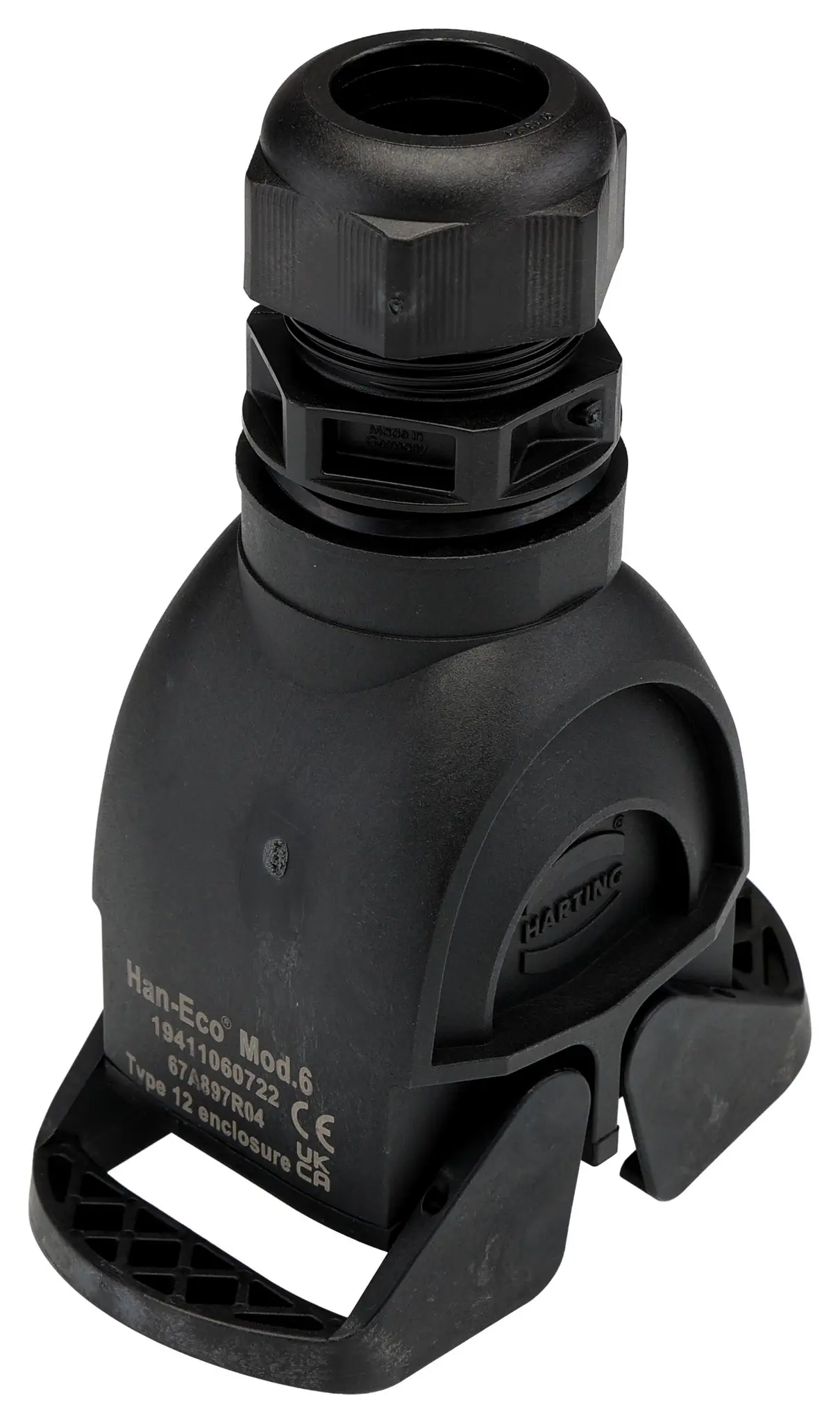 Produktfoto 1 von HARTING Han-Eco Gehäuse für robusten Stromversorgungsstecker 2 Hebel 2, Kabel 6B Kupplung, IP65