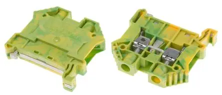 Produktfoto 1 von RS PRO Erdungsblock, DIN-Hutschiene, 22AWG, 8 AWG, 6mm² Schraubbefestigung, Grün, Gelb Polyamid