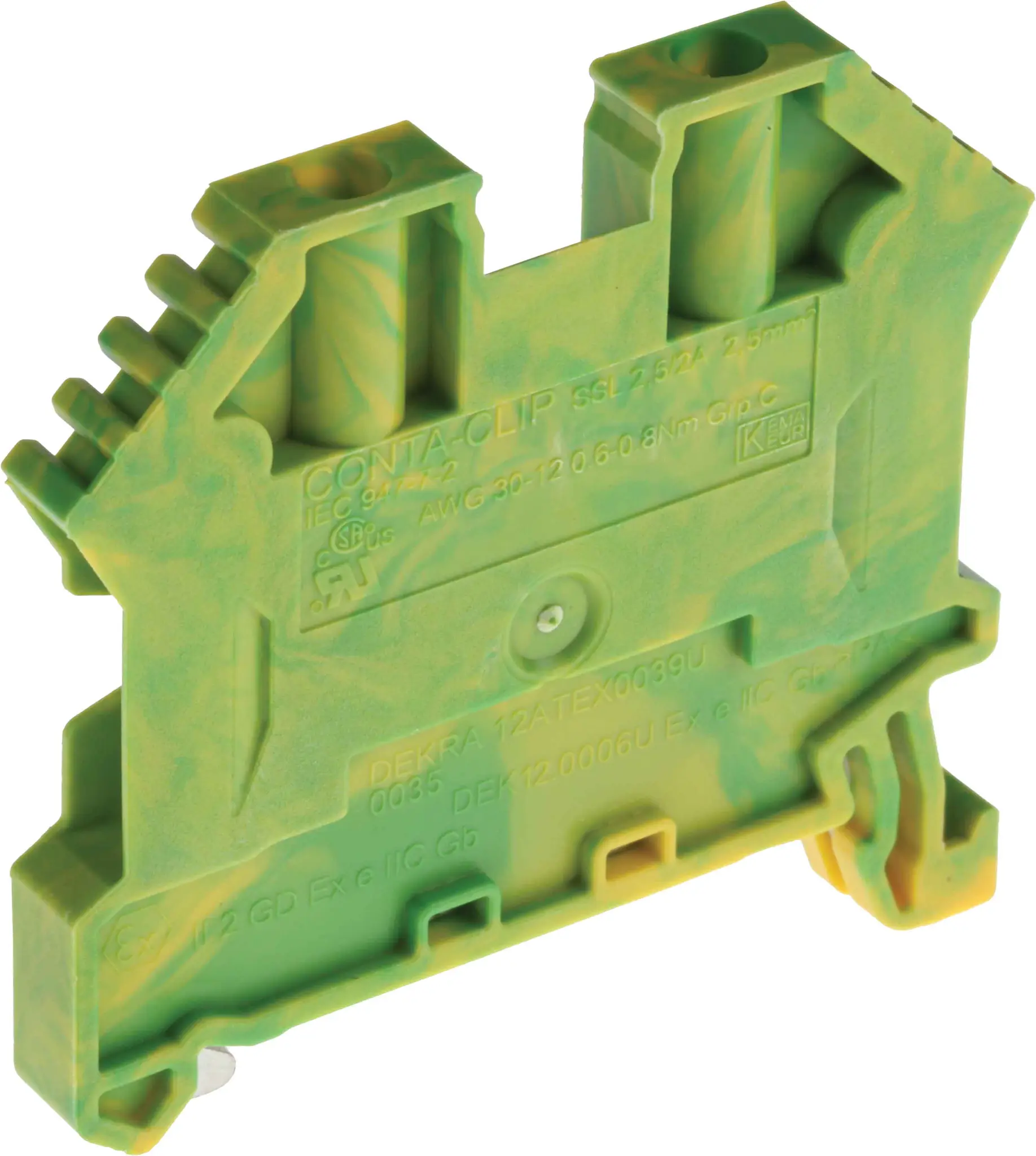 Produktfoto 1 von RS PRO SSL Schutzleiterklemme 1 Grün, Gelb, 2.5 mm² Schraubbefestigung