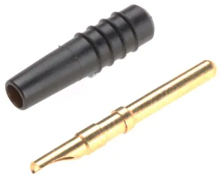 Produktfoto 1 von Staubli 2 mm Stecker Schwarz Prüfspitze, Kontakt Gold, 30 V, 60V dc 10A Lot