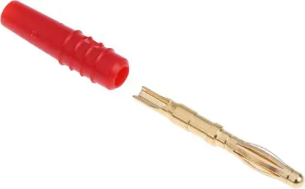 Produktfoto 1 von Staubli 2 mm Stecker Rot Bananenstecker, Kontakt Gold, 30 V, 60V dc 10A Lot
