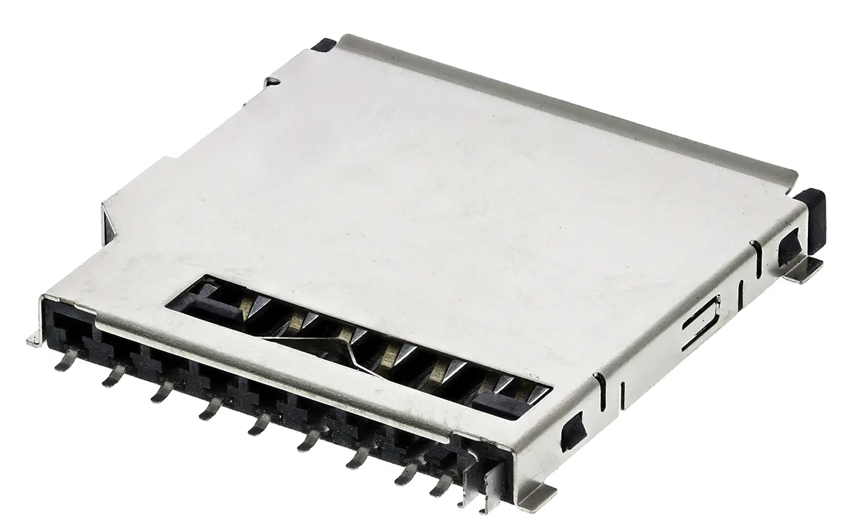 Produktfoto 1 von Wurth Elektronik 693 SD, Gerade Steckverbinder für Speicherkarten Buchse, 9-polig / 2-reihig SMD, Raster 1.2 mm,