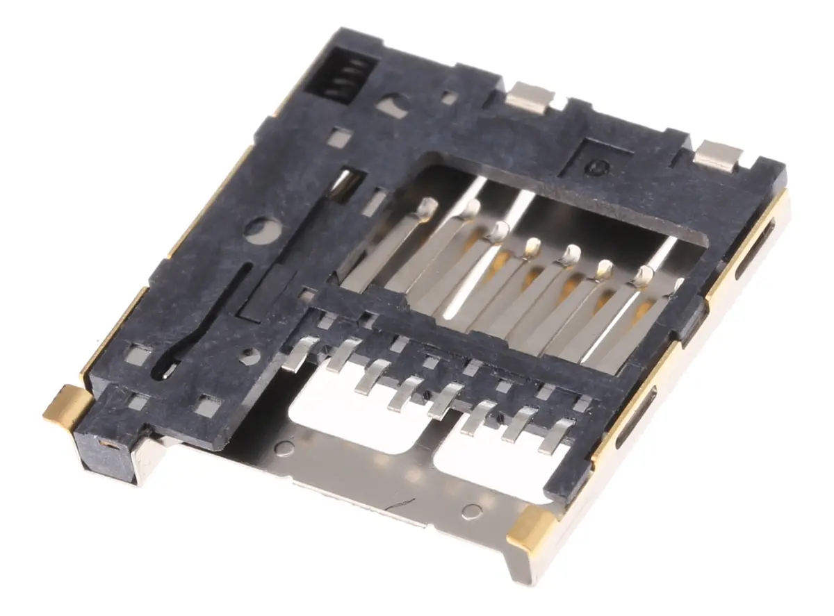 Produktfoto 1 von Wurth Elektronik 693 MicroSD, Gerade Steckverbinder für Speicherkarten Buchse, 8-polig / 2-reihig SMD, Raster 1.24 mm,