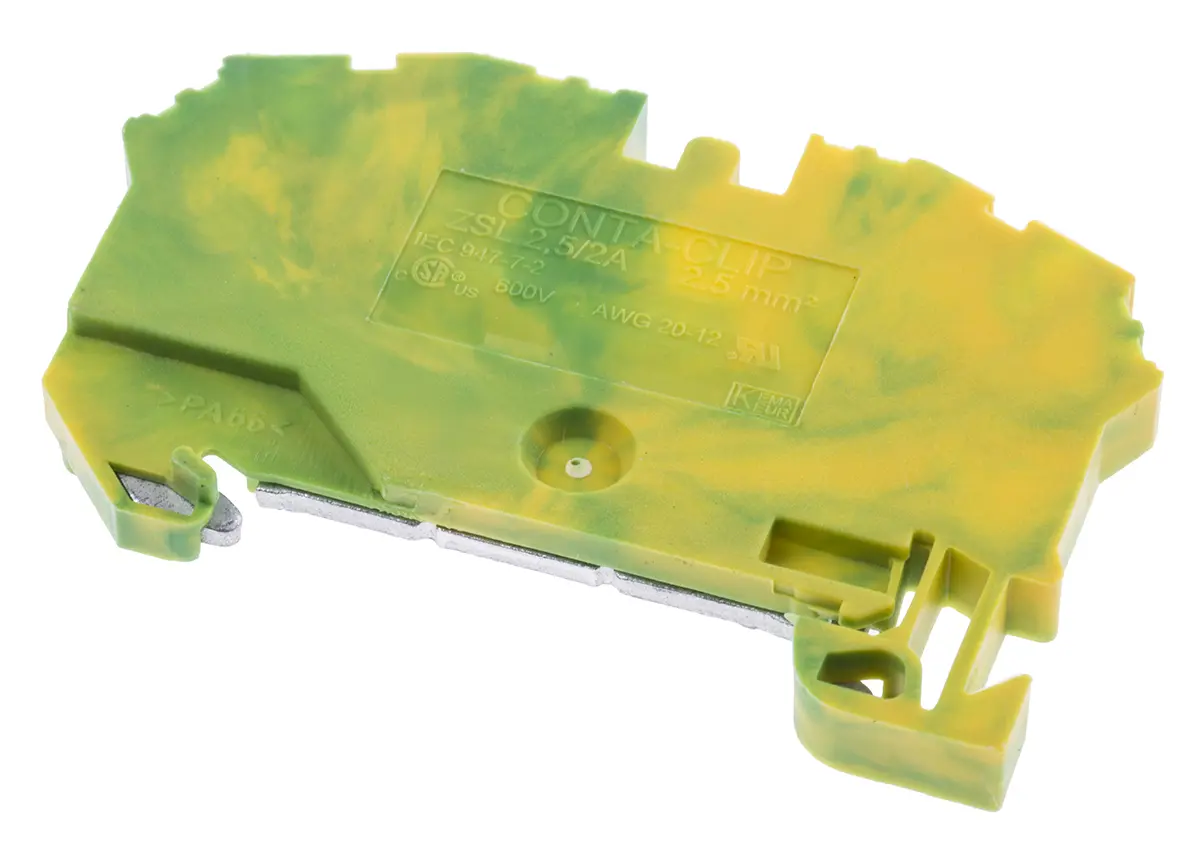 Produktfoto 1 von RS PRO ZSL Anschlussklemmenblock DIN-Schiene 1 Gelb, Grün, 2.5 mm², 1000 V Klemme