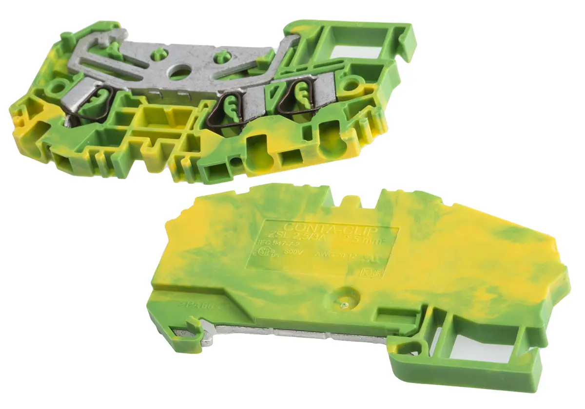 Produktfoto 1 von RS PRO ZSL Schutzleiterklemme 1 Grün, Gelb, 2.5 mm², 1000 V Klemme