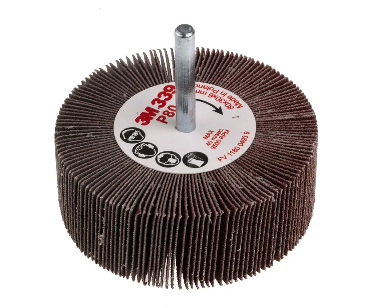 Produktfoto 1 von 3M 339 Schleifscheibe, Korngröße P80 Aluminiumbeschichtet, 80 mm x 30 mm, 9500 rpm