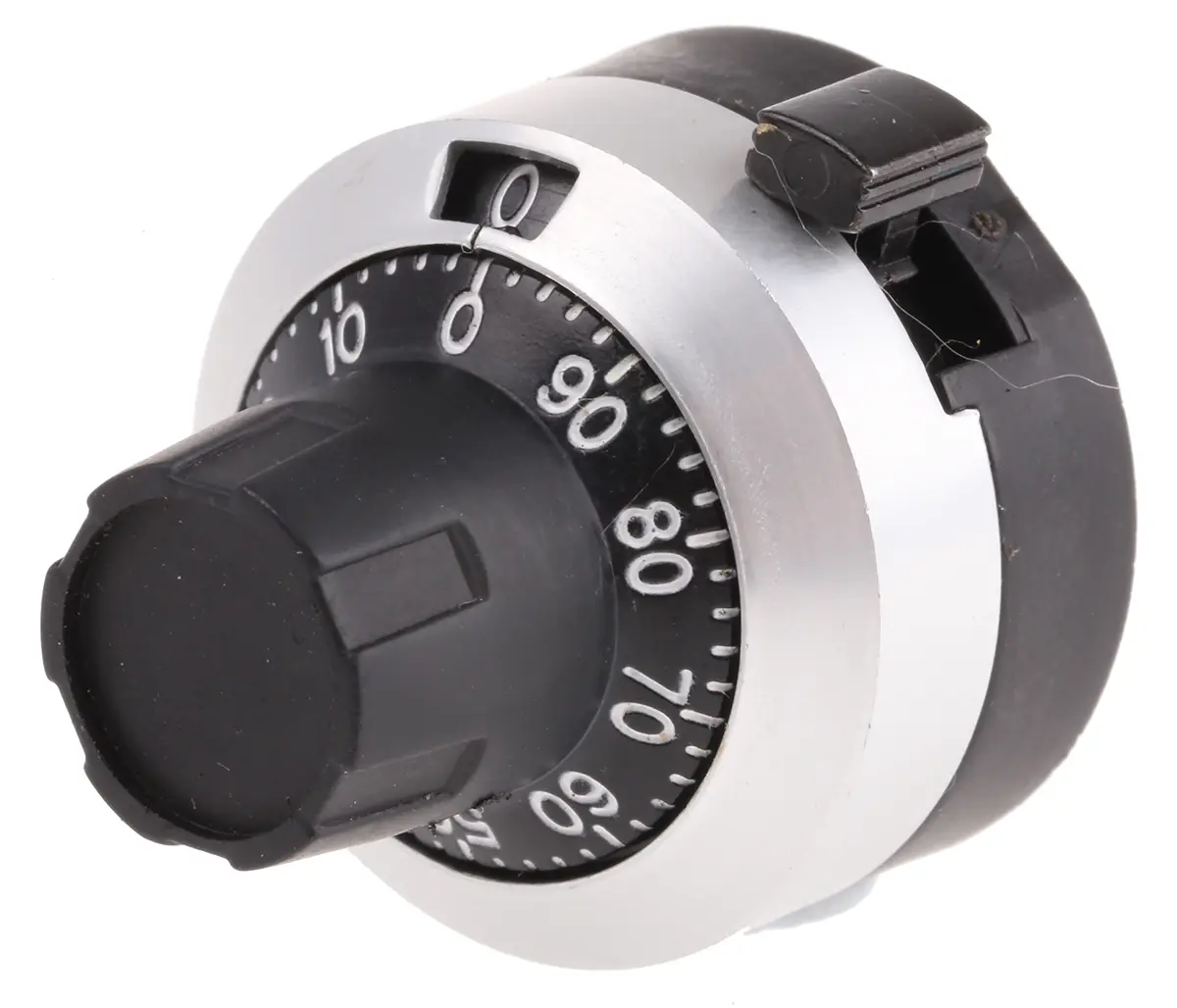 Bourns Potentiometer Drehknopf Schwarz, verchromt, Zeiger Weiß Ø 22.8mm x 24.8mm, Rund Schaft 3.2mm
