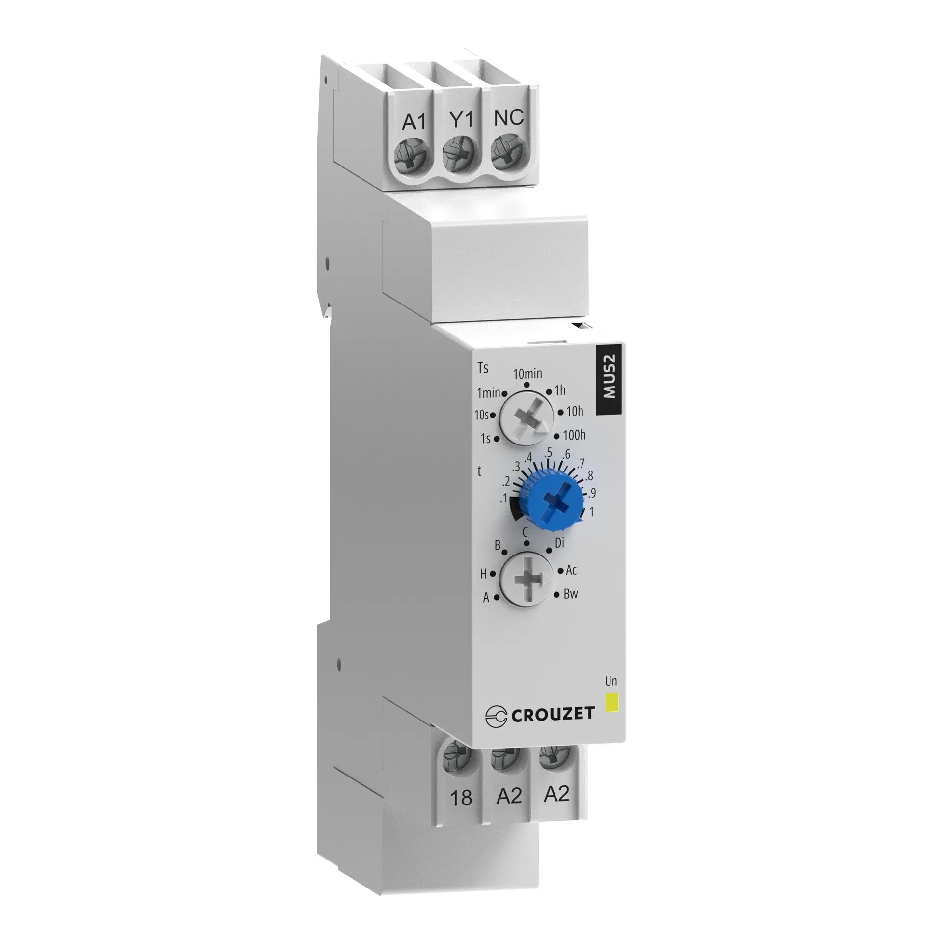 Produktfoto 1 von Crouzet Zeitrelais, DIN-Schienen, 0.1 s → 100h, 20 → 240V ac, 1 Kont. Multifunktion, Halbleiter