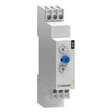 Produktfoto 1 von Crouzet Zeitrelais, DIN-Hutschiene 24 V dc 240V ac, 0.1 s to 100 h, 1 Kont. Multifunktion, 1-poliger Umschalter