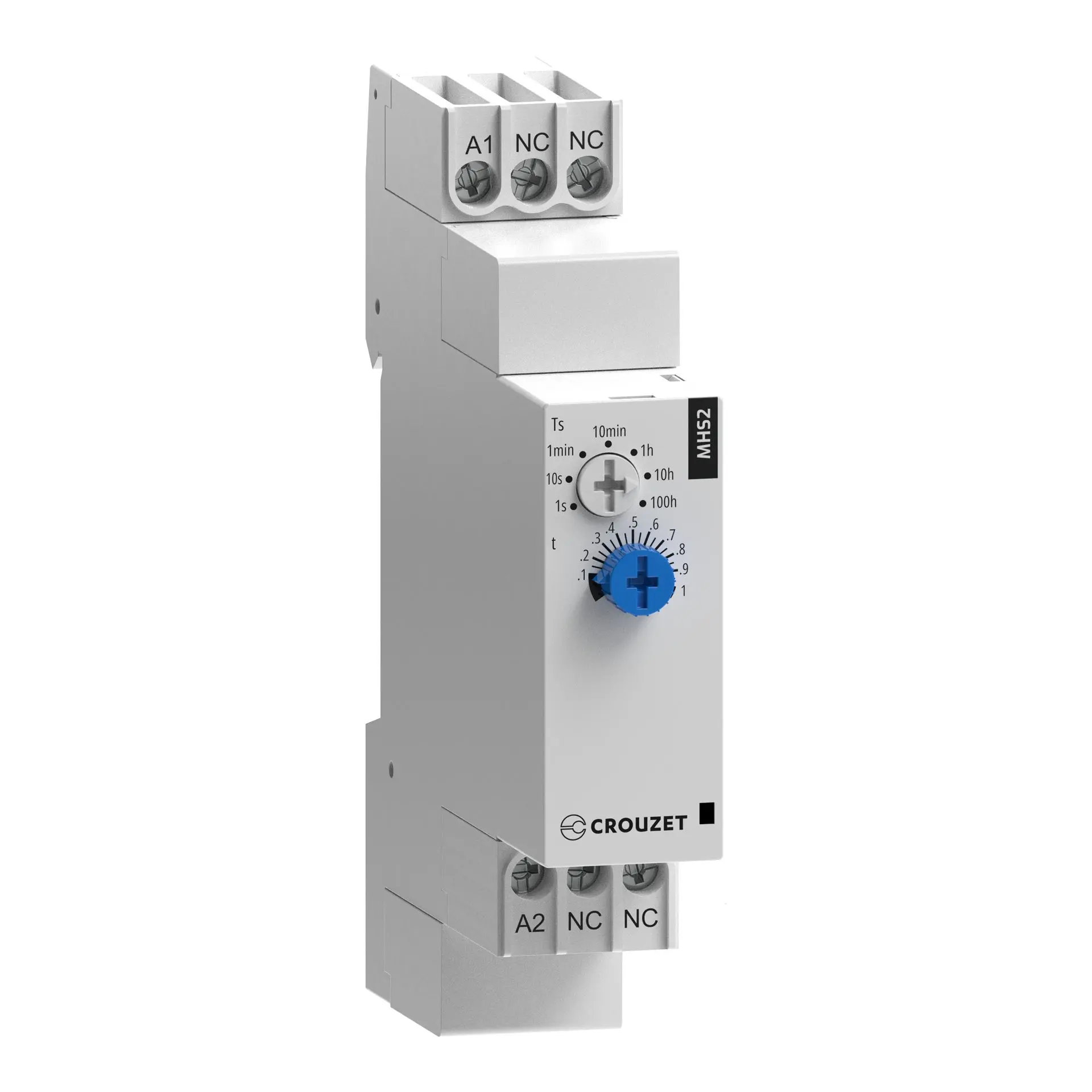 Produktfoto 1 von Crouzet Zeitrelais, DIN-Schienen, 0.1 s → 100h, 24 → 240V ac, 1 Kont. Einfach, Halbleiter