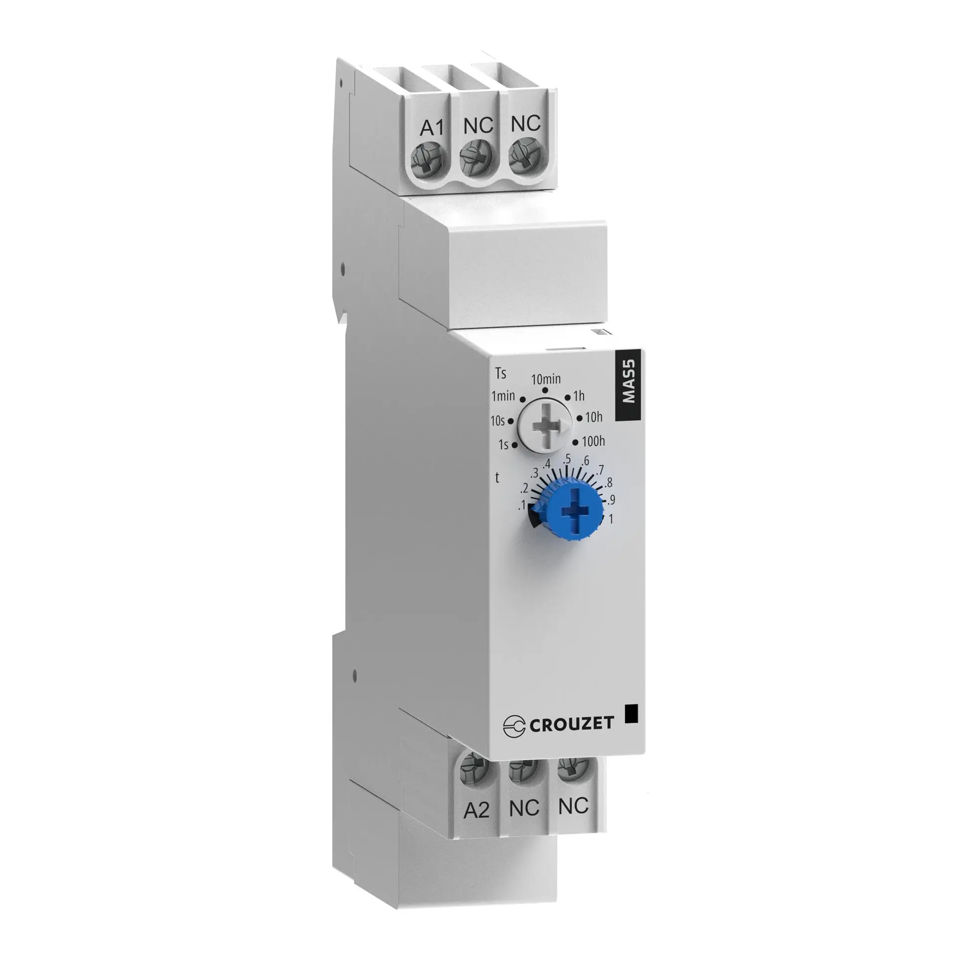 Produktfoto 1 von Crouzet Zeitrelais, DIN-Schienen, 0.1 s → 100h, 24 → 240V ac/dc, 1 Kont. Einfach, Halbleiter