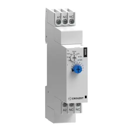 Produktfoto 1 von Crouzet MAS5 Zeitrelais, DIN-Hutschiene 24 to 240 V dc V 24V ac, 240 V ac, 0.1 s to 100 h, 1 Kont. 1