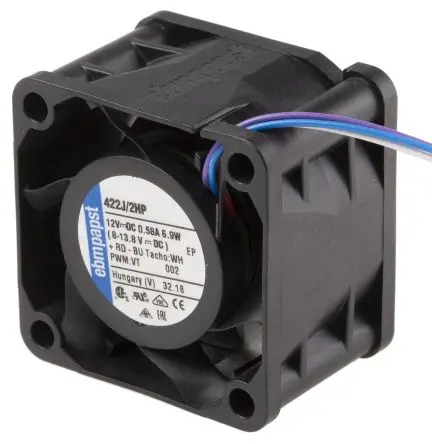 Produktfoto 1 von ebm-papst 420 J Axiallüfter, Sintec-Sleeve, Kugel, 12V dc / 7.9 W, 17250 U/min, 38 m³/h 4 mm 4mm 28 mm