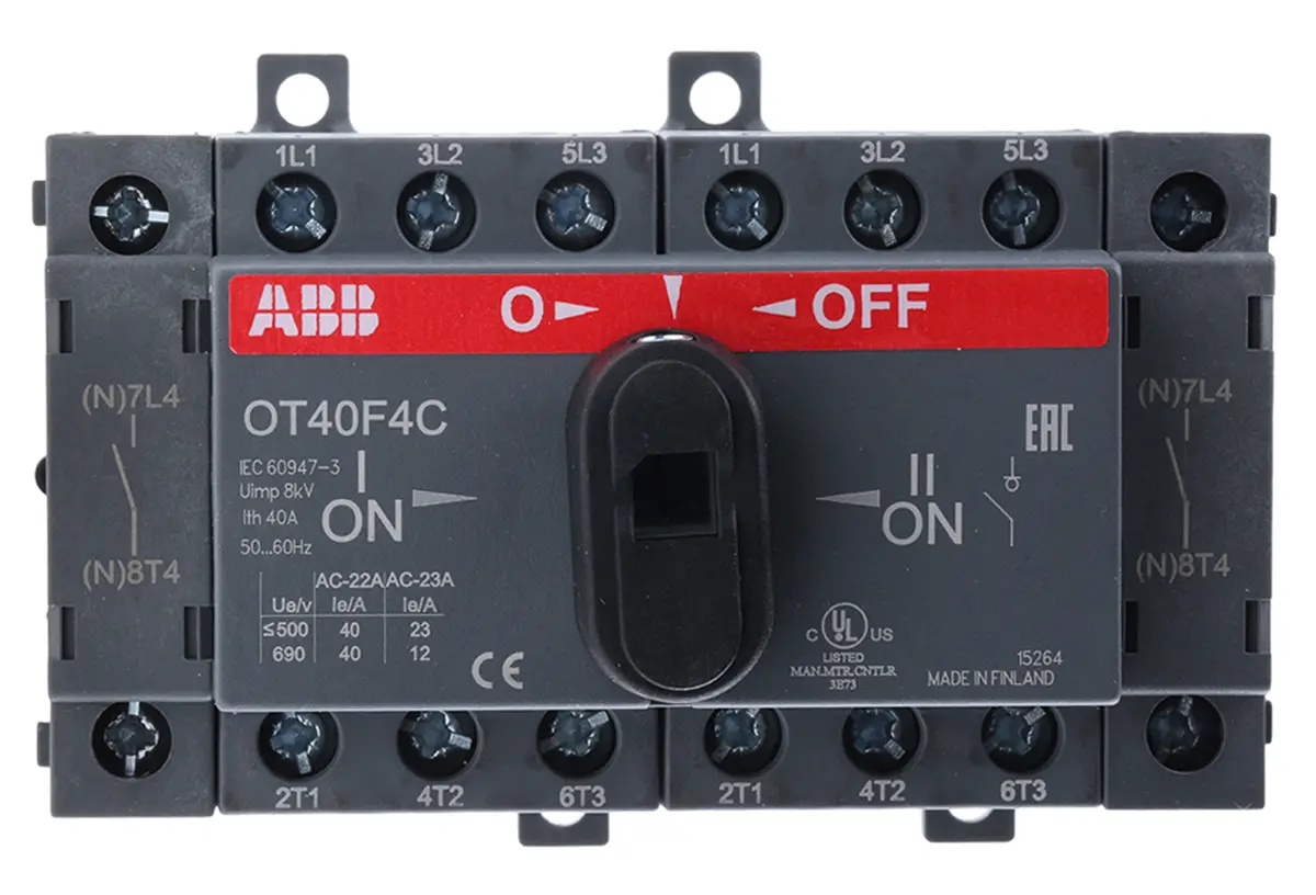 Produktfoto 1 von ABB Trennschalter 4P-polig 40A DIN-Schiene IP 20 750V 3-phasig 4 Schließer