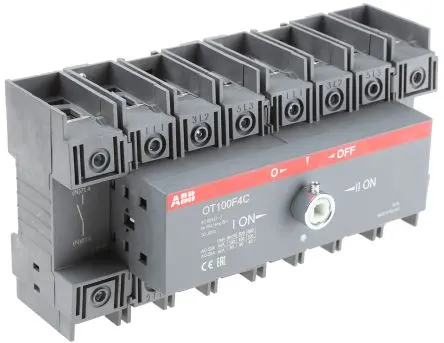 Produktfoto 1 von ABB OT Trennschalter 4-polig DIN-Hutschiene 100A 37 kW Grau IP20 3-phasig