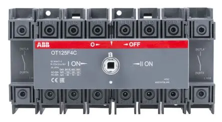 Produktfoto 1 von ABB OT Trennschalter 4-polig DIN-Hutschiene 125A 45 kW Schwarz IP20 3-phasig