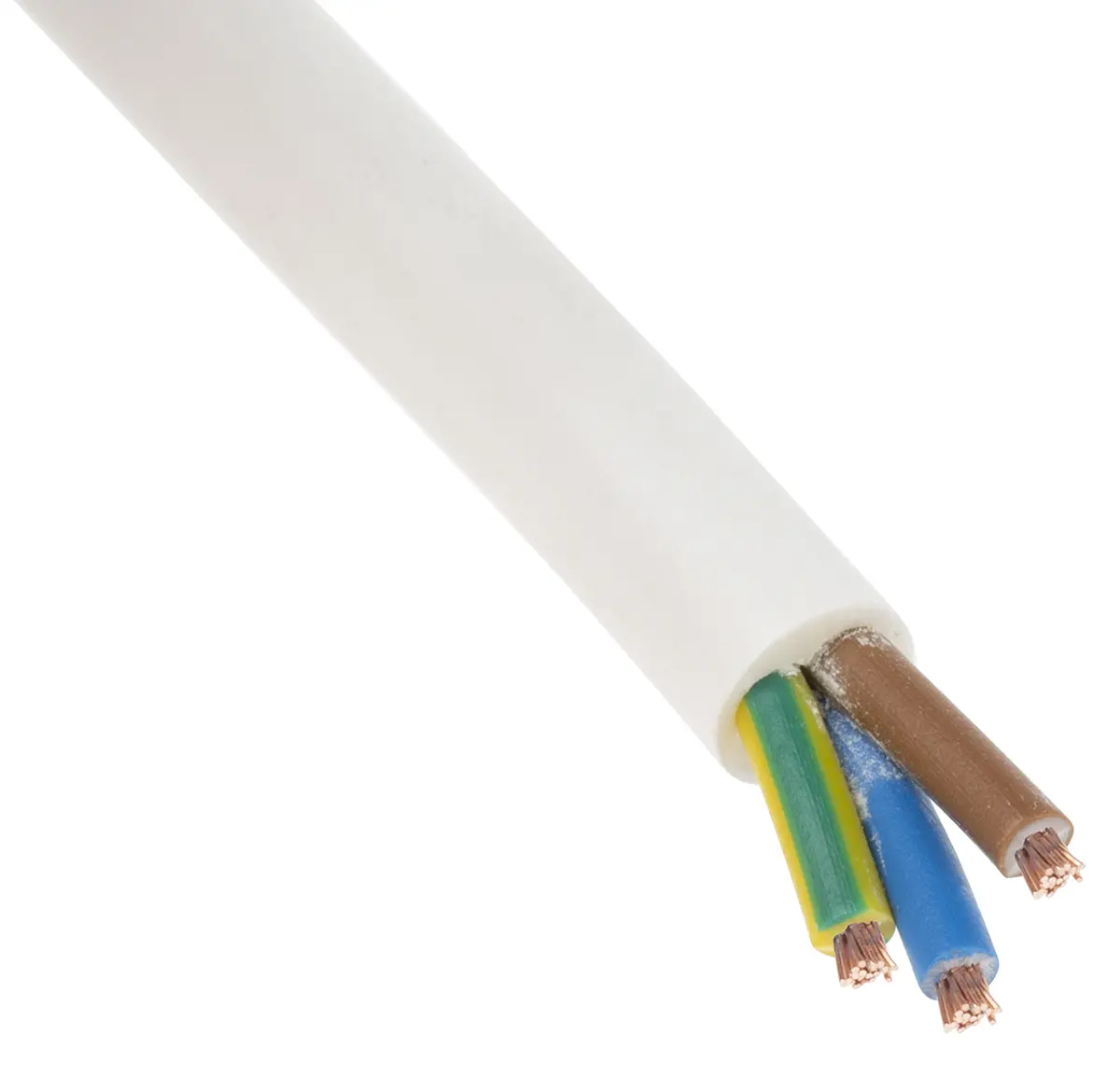 Produktfoto 1 von RS PRO H03VV-F Netzkabel, 3-adrig Weiß /Ø 5.97 mm Außen-ø , 100 m 70 °C, 300 V, Polyvinylchlorid