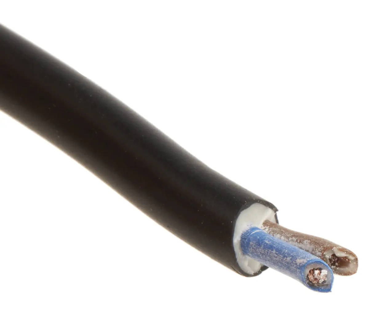 Produktfoto 1 von RS PRO H03VV-F Netzkabel, 2-adrig Schwarz /Ø 5.06 mm Außen-ø , 100 m 70 °C, 300 V, 500 V, Polyvinylchlorid