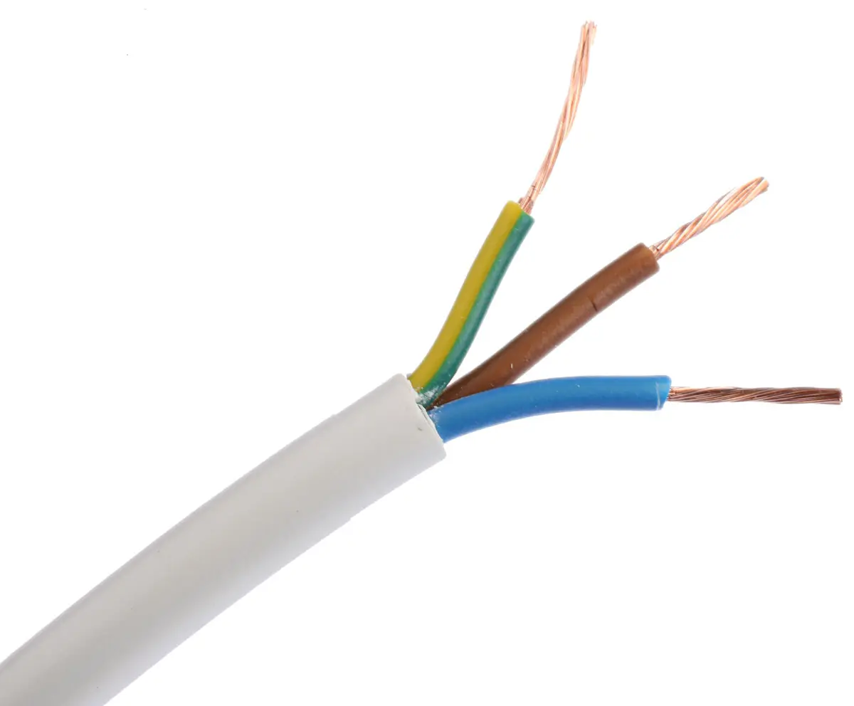 Produktfoto 1 von RS PRO H03VV-F Netzkabel, 3-adrig Weiß /Ø 5.39 mm Außen-ø , 100 m 70 °C, 300 V, 500 V, Polyvinylchlorid