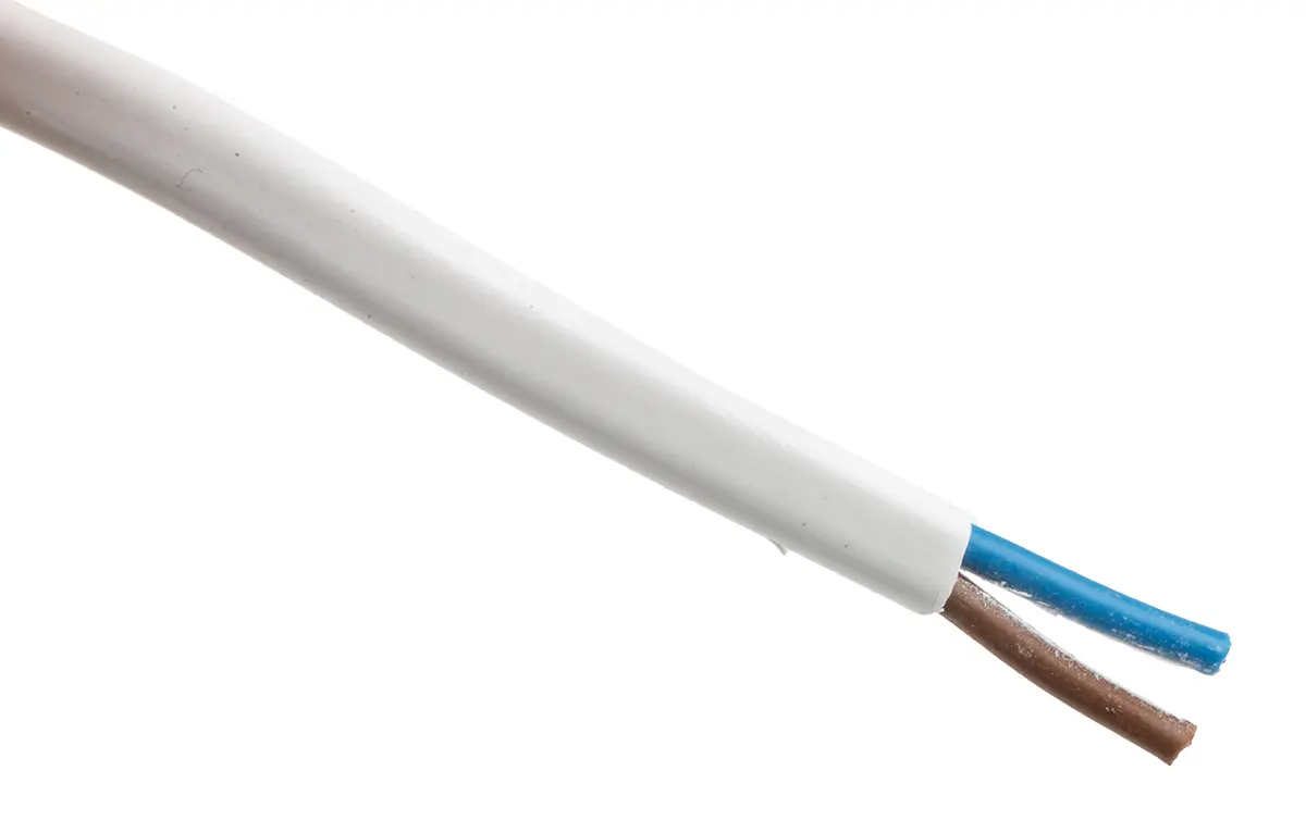 Produktfoto 1 von RS PRO H03VVH2-F Netzkabel, 2-adrig Weiß /Ø 5.76 mm Außen-ø , 100 m 70 °C, 300 V, Polyvinylchlorid