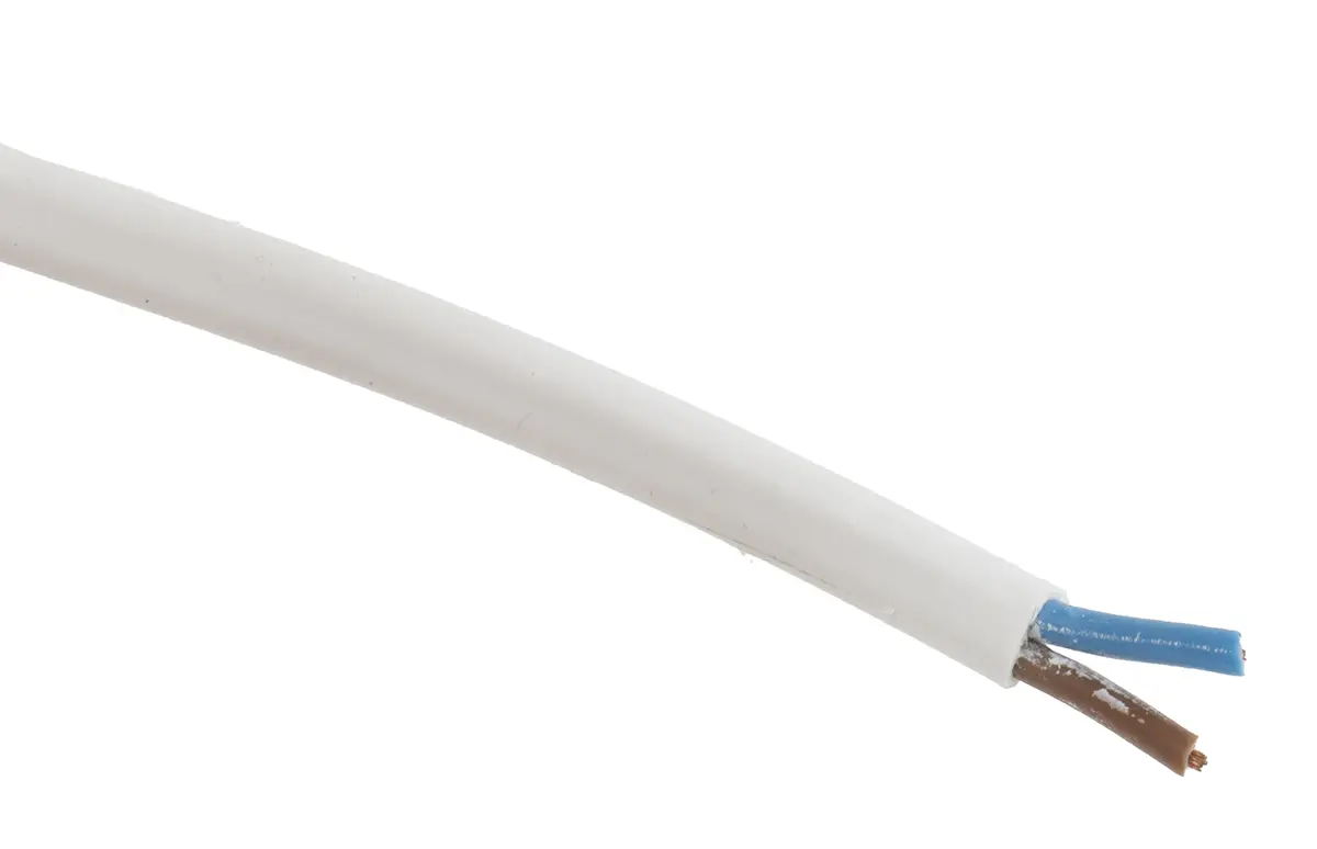 Produktfoto 1 von RS PRO H03VVH2-F Netzkabel, 2-adrig Weiß /Ø 5.34 mm Außen-ø , 100 m 70 °C, 300 V, Polyvinylchlorid