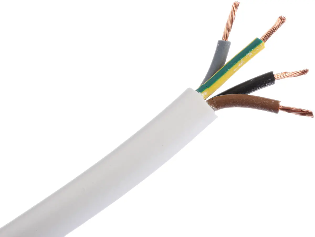 Produktfoto 1 von RS PRO H05VV-F Netzkabel, 4-adrig Weiß /Ø 7.04 mm Außen-ø , 100 m 70 °C, 300 V, 500 V, Polyvinylchlorid