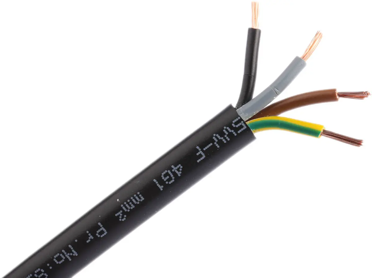 Produktfoto 1 von RS PRO H05VV-F Netzkabel, 4-adrig Schwarz /Ø 7.81 mm Außen-ø , 100 m 70 °C, 300 V, 500 V, Polyvinylchlorid