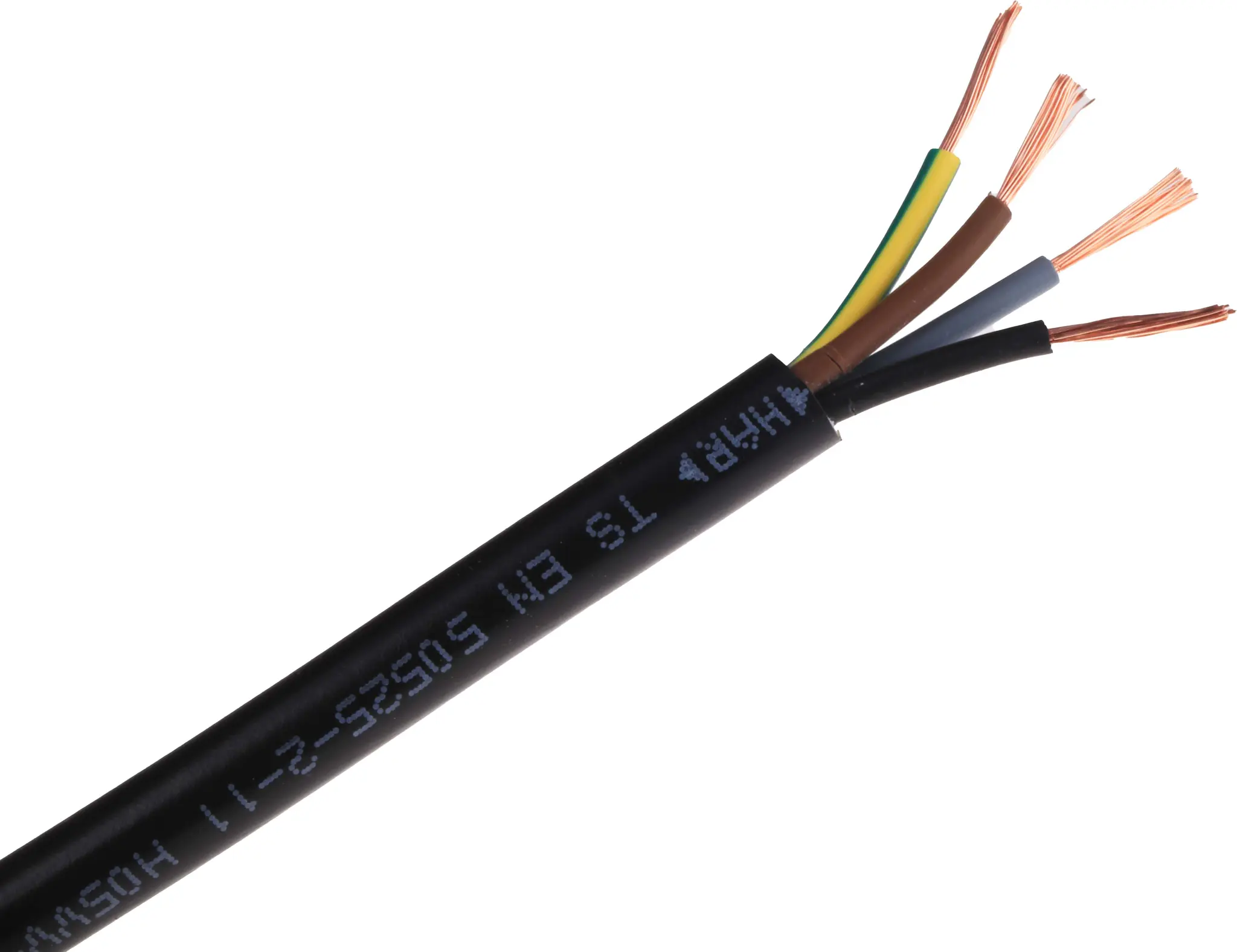 Produktfoto 1 von RS PRO H05VV-F Netzkabel, 4-adrig Schwarz /Ø 7.04 mm Außen-ø , 100 m 70 °C, 300 V, 500 V, Polyvinylchlorid