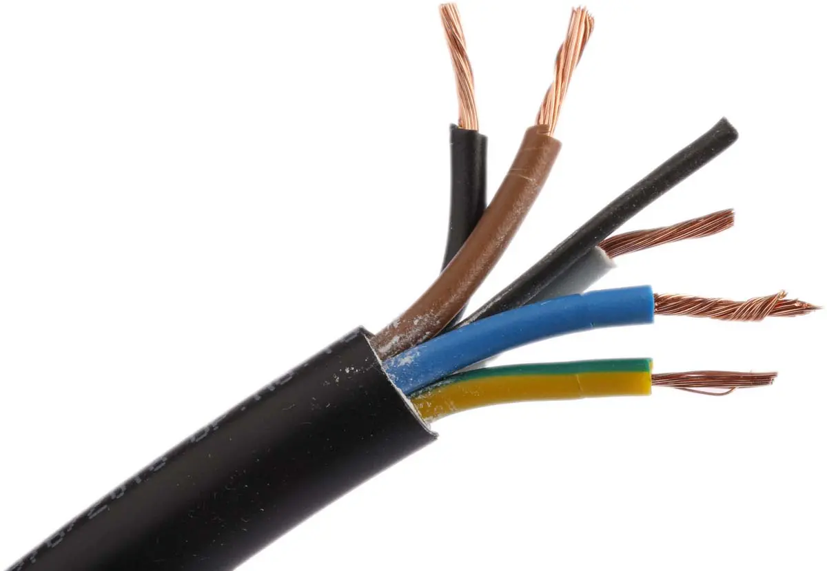 Produktfoto 1 von RS PRO H05VV-F Netzkabel, 5-adrig Schwarz /Ø 8.04 mm Außen-ø , 100 m 70 °C, 300 V, 500 V, Polyvinylchlorid