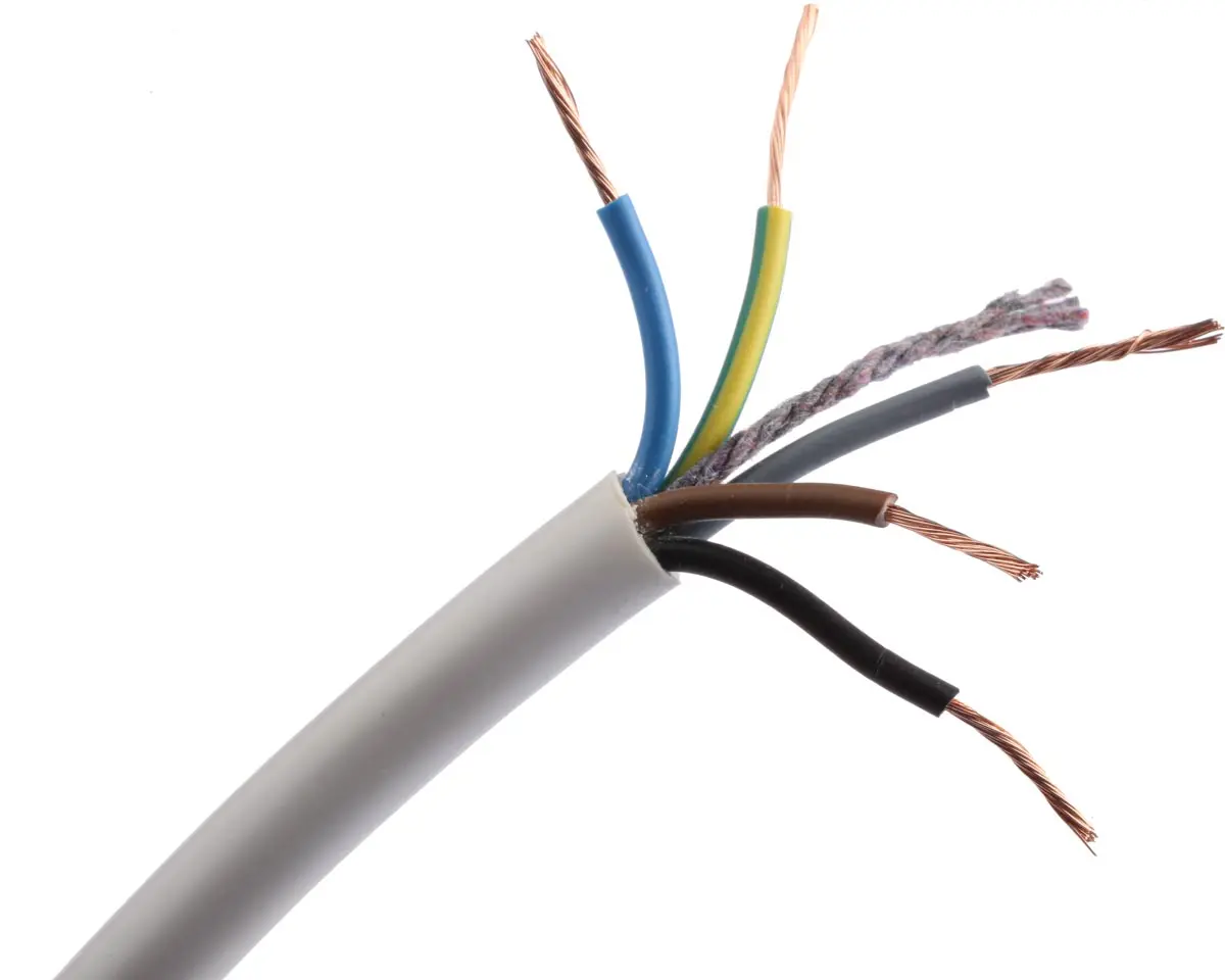Produktfoto 1 von RS PRO H05VV-F Netzkabel, 5-adrig Weiß /Ø 8.04 mm Außen-ø , 100 m 70 °C, 300 V, 500 V, Polyvinylchlorid