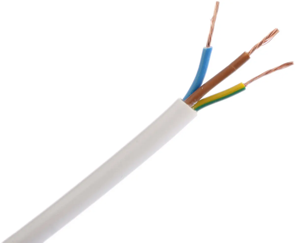 Produktfoto 1 von RS PRO H05VV-F Netzkabel, 3-adrig Weiß /Ø 6.47 mm Außen-ø , 100 m 70 °C, 300 V, 500 V, Polyvinylchlorid