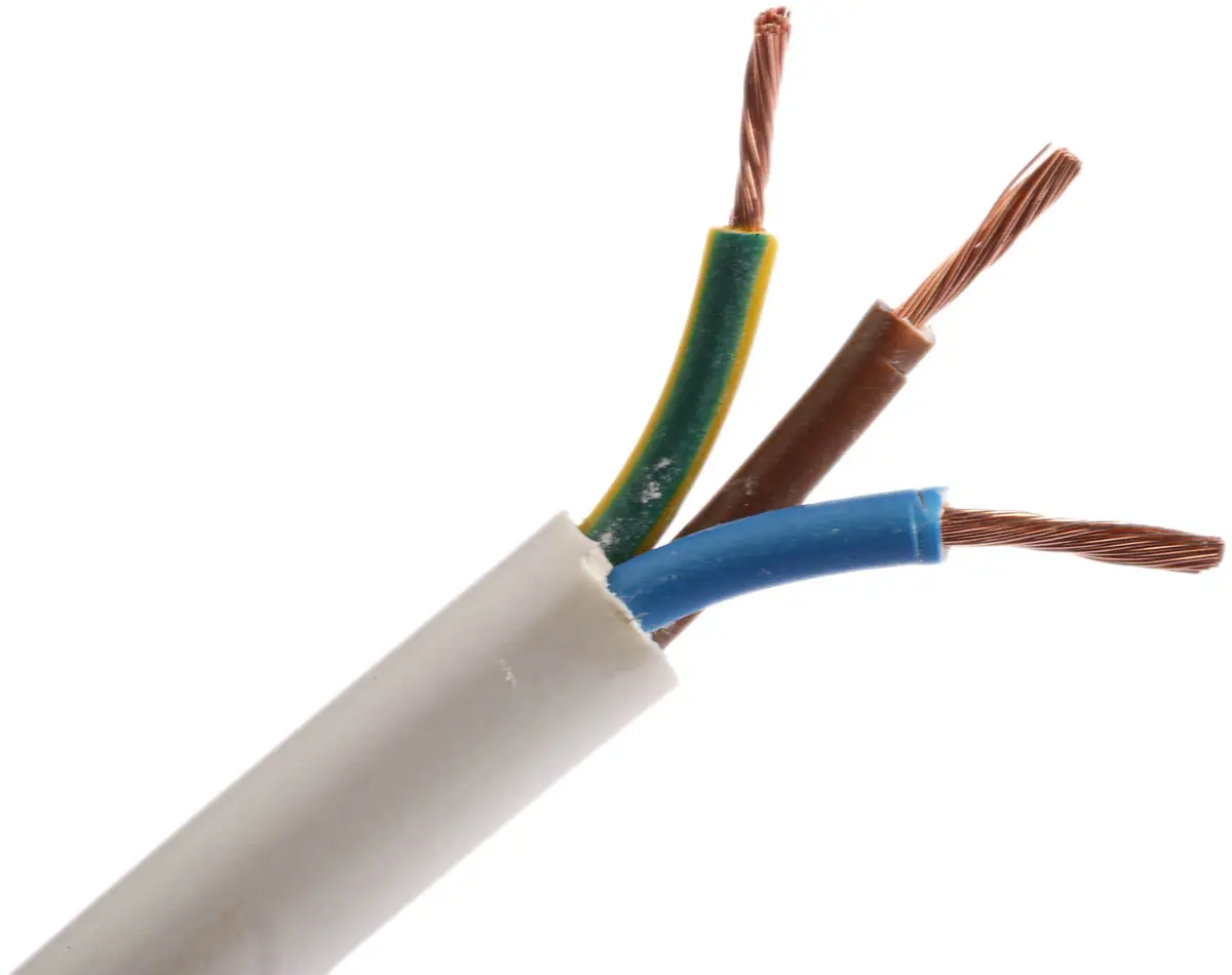 Produktfoto 1 von RS PRO H05VV-F Netzkabel, 3-adrig Weiß /Ø 6.91 mm Außen-ø , 100 m 70 °C, 300 V, 500 V, Polyvinylchlorid