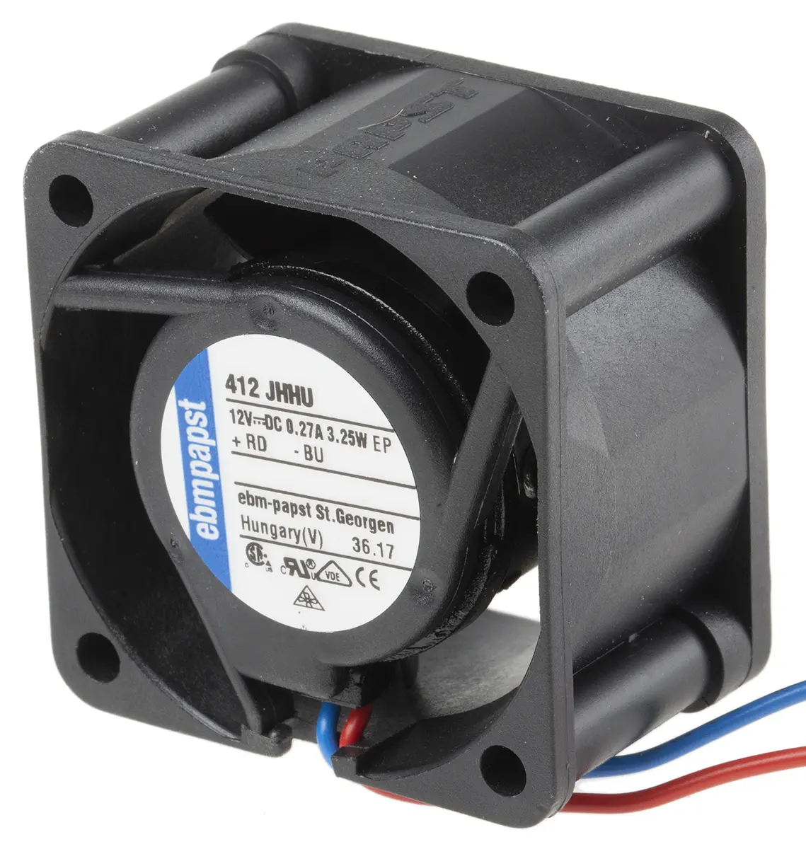 Produktfoto 1 von ebm-papst 400 Axiallüfter, Kugel, 12V dc / 3.3 W, 13000 U/min, 24 m³/h IP54 40 mm 4mm 25 mm