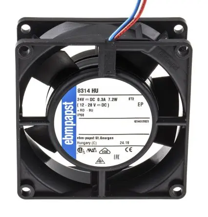 Produktfoto 1 von ebm-papst 8300 Axiallüfter, Kugel, 24V dc / 6 W, 5000 U/min, 80 m³/h IP68 80 mm 8mm 32 mm