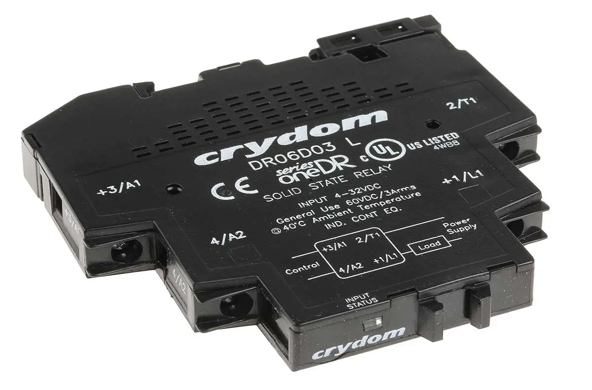 Produktfoto 1 von Sensata Crydom Halbleiter-Interfacerelais, 3 A max., DIN-Schienen 4 V dc min. 60 V dc max. / 32 V dc max. Nulldurchgang