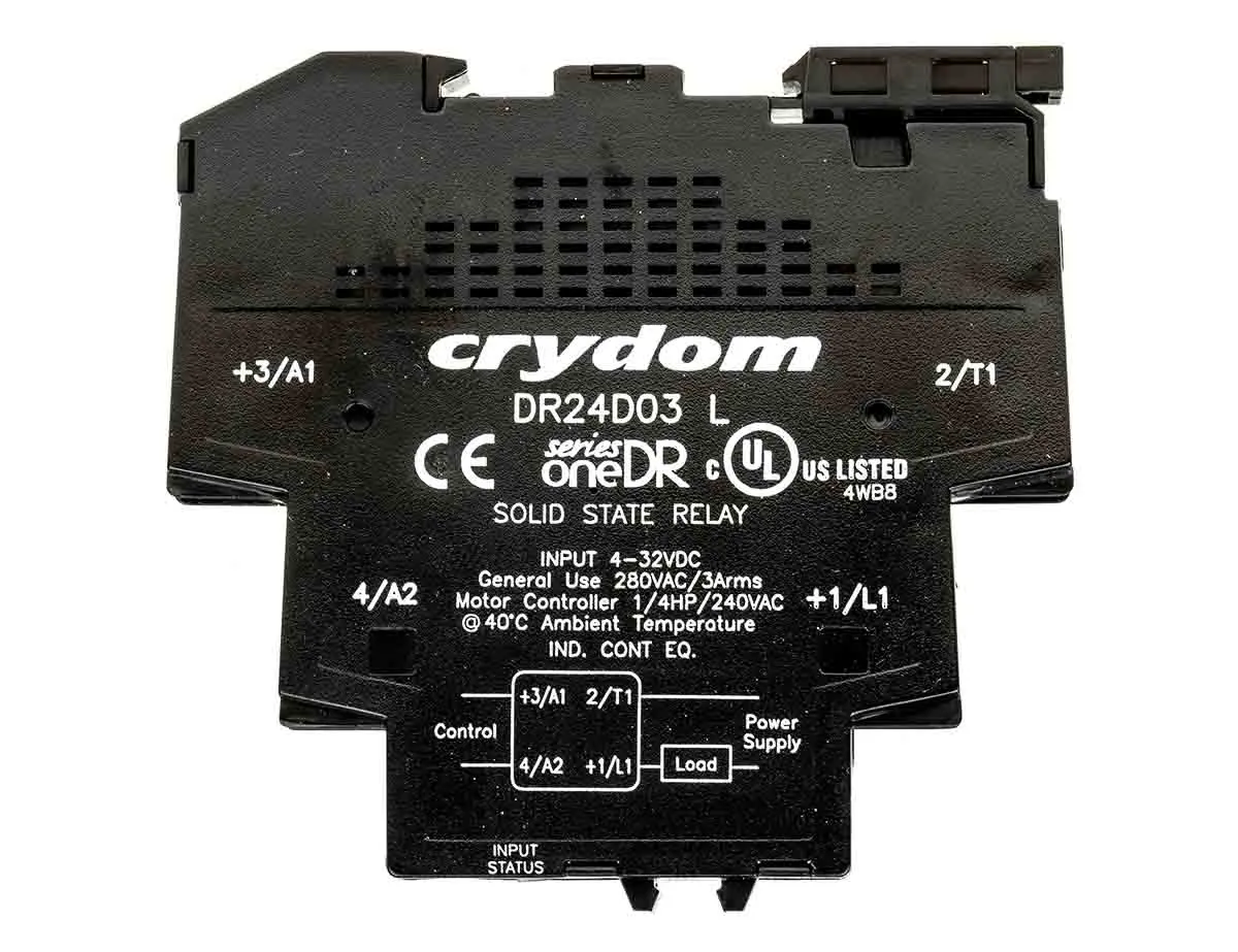 Produktfoto 1 von Sensata Crydom DR24D03 Halbleiter-Interfacerelais, 3 A max., DIN-Schienen 4 V dc min. 280 V ac max. / 32 V dc max.