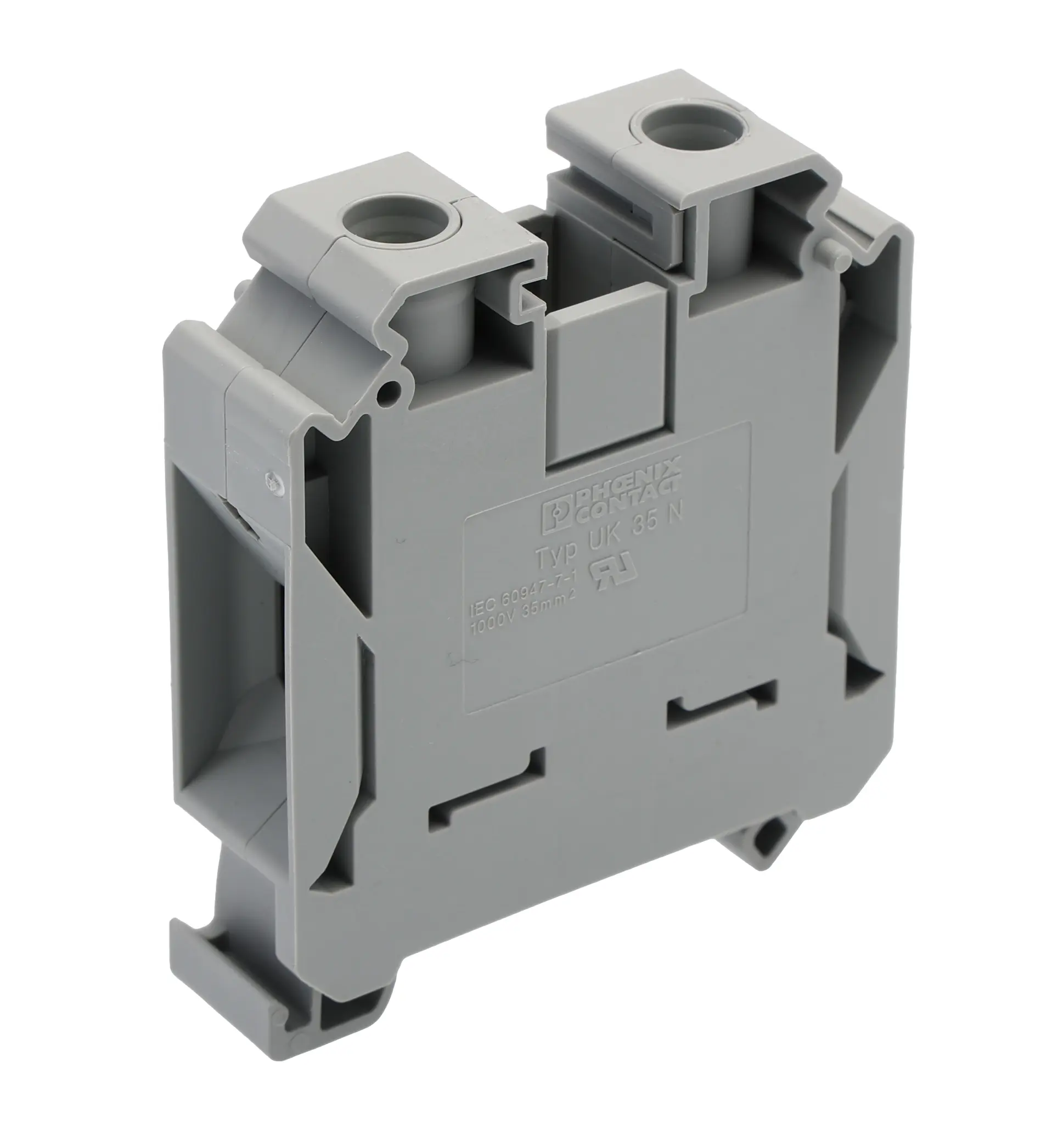 Produktfoto 1 von Phoenix Contact UK 35 N Reihenklemmenblock Einfach Grau, 800 V / 125A, Schraubanschluss