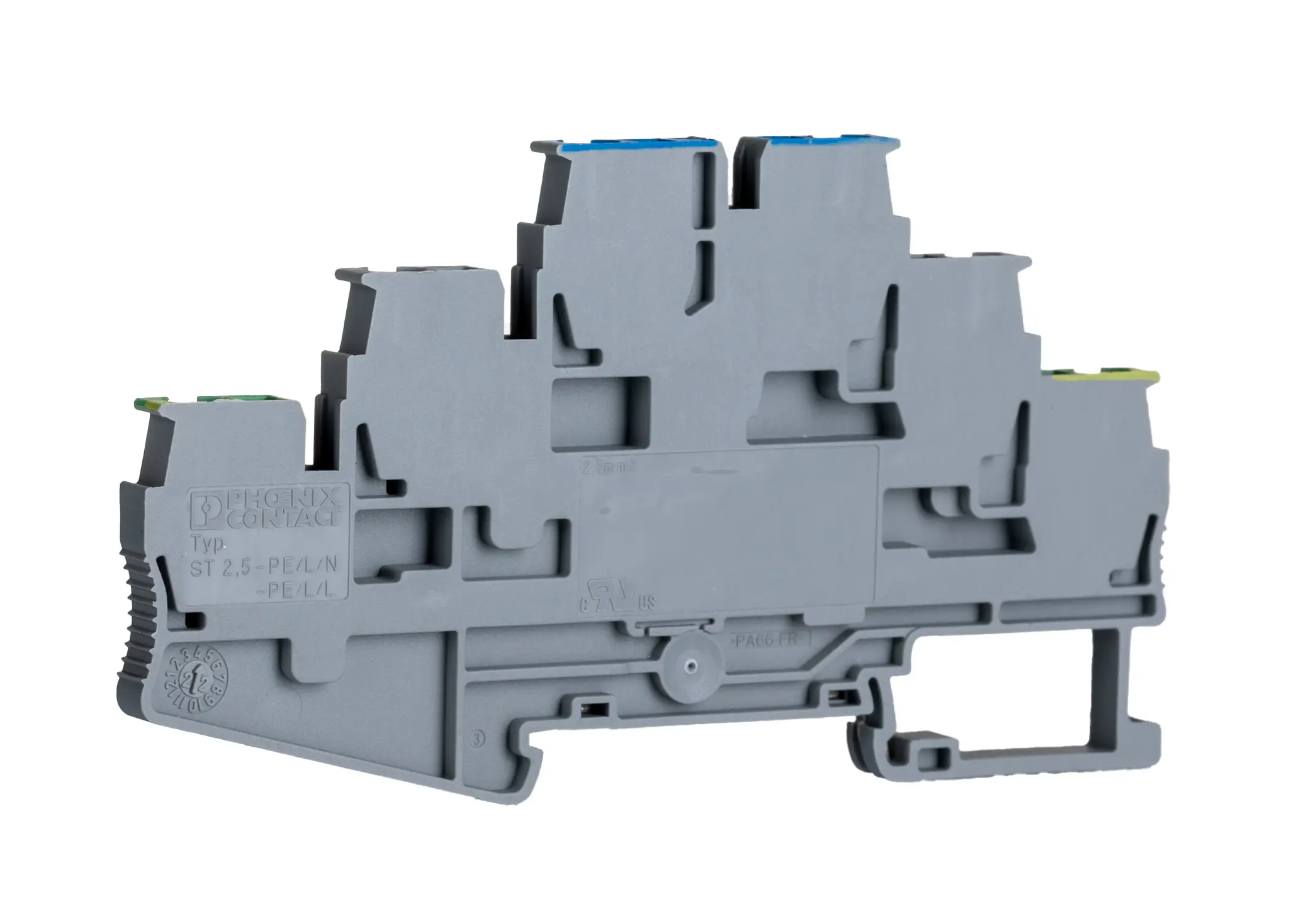 Produktfoto 1 von Phoenix Contact ST 2.5-PE/L/N Anschlussklemmenblock DIN-Schiene 3 Grau, 0.08 to 4 mm², 500 V Klemme